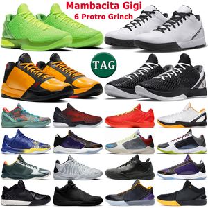Kobe 6 Protro Mamba Chaussures de basket-ball pour hommes Grinch Mambacita Sweet 16 5 Rings Chaos Alternate Bruce Lee Lakers Baskets pour hommes Outdoors Sports Sneakers