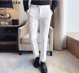 2017 Autumn Business Heren Formele witte pak broek Katoen Anti Wrinklepocket Wedding Bruid Bruidegom Mannelijke zakelijke broeken1968135