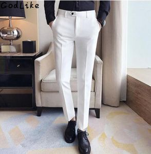 2017 herfst Business Heren Formele Witte Pak Broek Katoen Anti WrinklePocket Bruiloft Bruid bruidegom mannelijke Business Casual Broek7618141