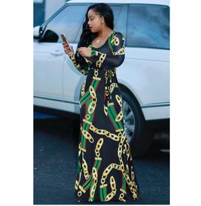 2017 Autumn Womens MAXI Vestido tradicional Africano Vestido largo Dashiki Elegant Ladies Bodycon Cadena Vintage Impresión Plus3586900