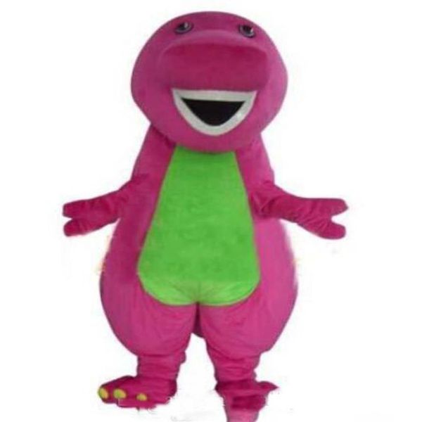 2017 Costumes de mascotte de dinosaure Barney Halloween dessin animé taille adulte fantaisie Dress318S