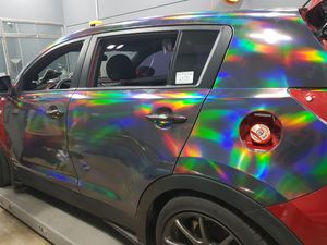 Holografisch chroom zwart vinylfilm voor auto -wrap met luchtbelvrije regenboog neo zwart chroom wikkel bedek foliemaat 1,52x20m/roll