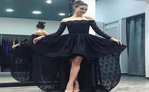 2017 Black Lace Hilo Rom jurk met lange mouwen uit schouderhals ritsje terug