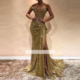 Chic Sexy Gold Z H Mermaid Prom Dresses 2022 Zien door Sweetheart Split Side High Backless Avond Pageant Jurken BC0355