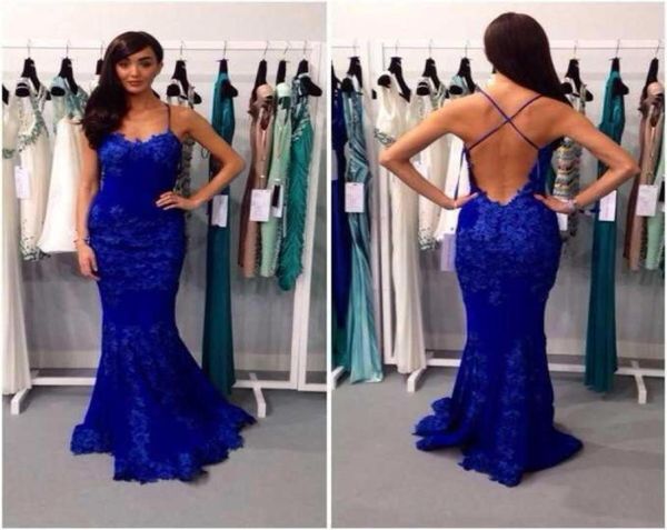 Vestido de graduación de color azul 2017 Sexy Mermaid bajo Corte abierto Back Long Women Backless Wh47631079997