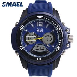 2017 relojes azules nueva marca SMAEL relojes de cuarzo LED reloj de tiempo de doble pantalla 30 metros impermeable moda casual reloj masculino 1157182x