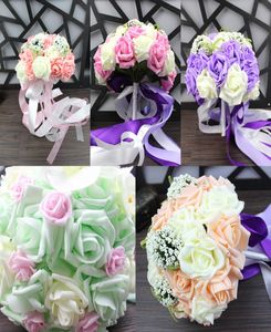 2017 Bouquet Cover 5 kleuren Champagne roze Purple Light Green Roses Bridal Bouquets voor bruiloften en Valentine039S Day8284261