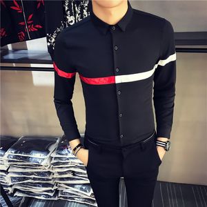 2017 nuevos hombres de moda Casual camisa de manga larga Otoño Invierno gran oferta camisas a rayas para hombre de manga larga Slim Fit camisa de los hombres