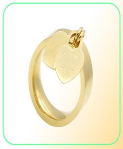 2017 Brand Titanium Steel bijoux entier Double Heart Love Rings For Woman Jewelry Goldsilverrose 3 Color9607838