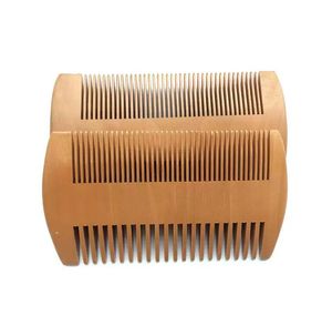 Cepillos para el cabello Peine de barba de madera de bolsillo Lados dobles Peines de madera gruesos súper estrechos