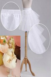 2017 Enfants Jupons Accessoires De Mariage 3 Couches Hoopless Court Crinoline Blanc Fleur Fille Robe Enfant Princesse Jupon6385102