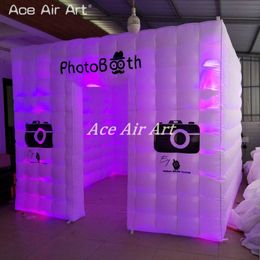 China aluminium opblaasbare fotocabine met LED aanpassen Lichten Kiost foto achtergrond gloeiende kast party tent te koop