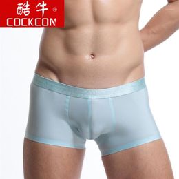 2017 Cockcon Sexy Mannen Ondergoed Ijs Zijde Boxers Mannen U Bolle Pouch Shorts cueca boxer homme Naadloze Mannelijke Panties12067