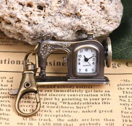2017 Relojes Creative Retro Metal Sewing Machine Pendant Collier Chain Pocket Quartz Classic Clock Sampunk Watch Key Ring Speci1165528