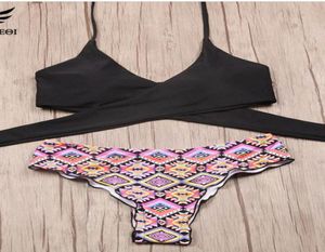 2017 Cross Braziliaanse bikini -dames badmode zwempak push omhoog bikini set halter top strand badpakken zwemkleding6597763