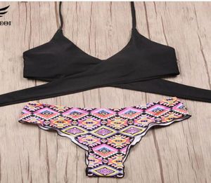 2017 Cross Braziliaanse bikini -dames badmode zwempak push omhoog bikini set halter top strand badpakken zwemkleding9142848