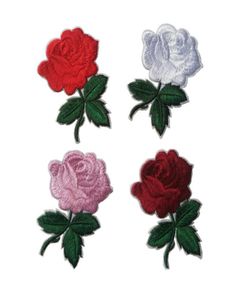 2017 Leuke Kleurrijke Rose Applique Bloemen Patch Geborduurde Naai Kleding Tassen Handgemaakte DIY Ambachtelijke Ornament Stof Sticker1793265