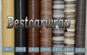 Donkere teak houten graan textureerde vinylfolie muursticker gebruik voor huistafel / kast garderobe auto interieur wand 1,22x50m / rol 4x164ft