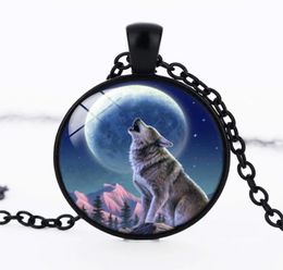 2017 DIY Men Diy Glass Wolf Choker Bijoux Viking Wolfish Glass Po Cabochon Chain Collier Silver Vintage Horse Art Pendant ACC8819243