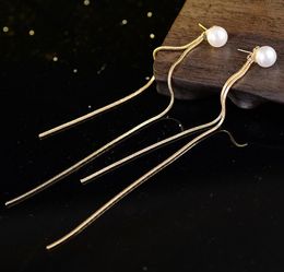 2017 elegante kleurrijke ketting oorbellen dangle bohemia lange parel kwast oorbellen daling voor vrouwen boucle d'oreille