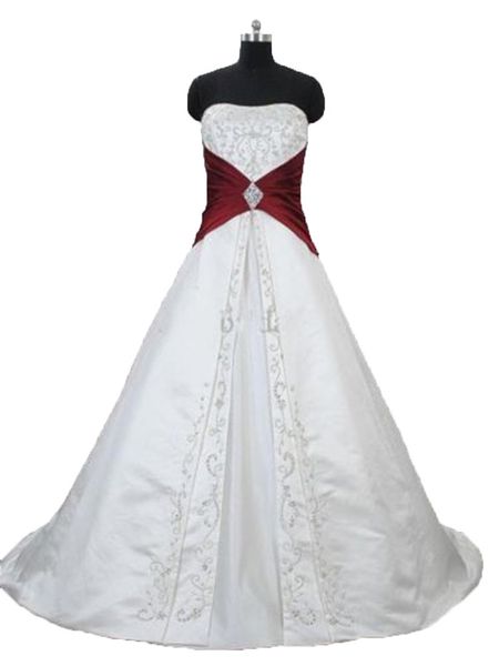 Broderie élégante A-ligne Robes De Mariée Avec Appliques Satin Plus La Taille Parti Robes De Mariée Robe De Novia BW11