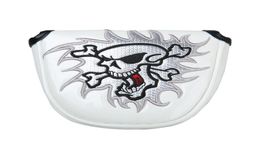2017 Factory personnalisée Logo Embroderie Nouveau couvercle de putter de maillet crâne blanc