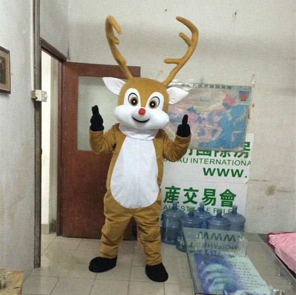 2017 Factory Direct Sale Christmas Mascot Mascot Costume Adult Size Deer Cartoon costume fête Fancy Dishy