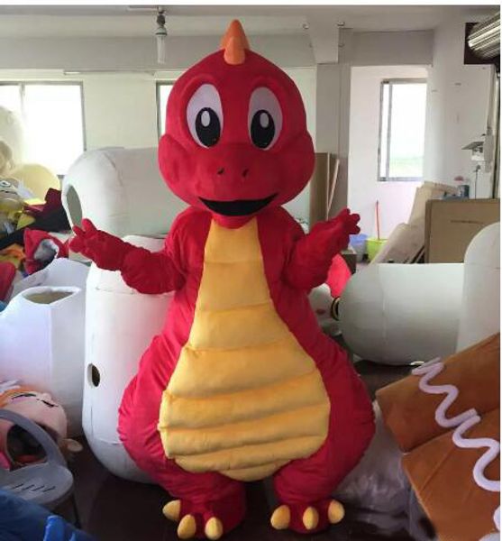 2017 vente directe d'usine le costume de mascotte de dinosaure de couleur rouge tête pour adulte