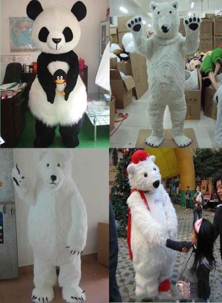 2017 Facture Made de mascotte de l'ours polaire Costume de taille adulte thème animal blanc mascotte mascotte mascota