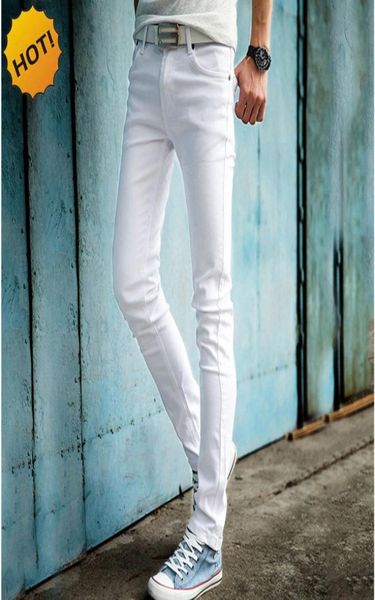 2017 Fashion White Color Skinny Jeans Hommes Hip Hop Pantalons de crayon Hop Boys garçons décontractés Slim Fit Cuffed Bottoms 27346169202
