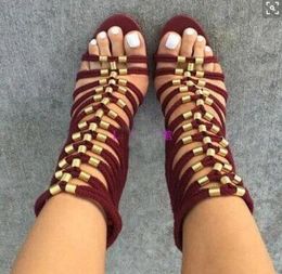 2017 mode femmes bottes en cage été gladiateur sandales bottes poisson orteil corde chaussons chaussures de noël talon mince botas mujer