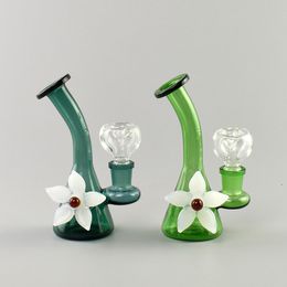 5,5-inch mini-waterpijpbong met een dikte van 4 mm, een verbinding van 14 mm en een booreiland-recycler voor soepele hijsjes