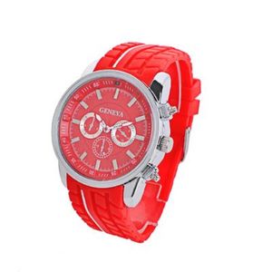 2017 Genève Horloges Studenten Siliconen Band Sport Genève Quartz Pointer Horloges 6 kleuren Grote Wijzerplaat Racing Relogio Masculino2639