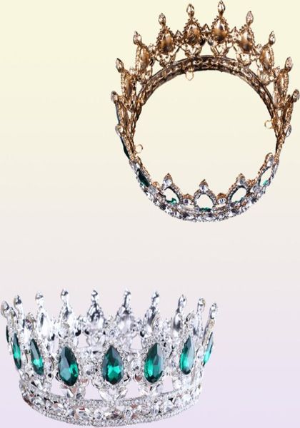 2017 Green Crystal Gold Color Chic Royal Regal Royal Sparkly Rhingestones and Crowns Bridal Quinceanera Pageant Tiaras C181120015988975