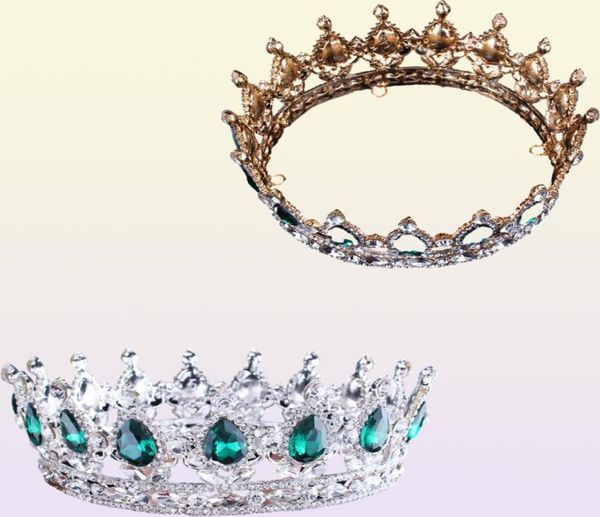2017 Cristal verde Color dorado Chic Royal Regal Brillantes diamantes de imitación y coronas Tiaras nupciales del desfile de quinceañera C181120017174990