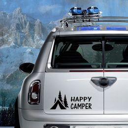 Autocollant graphique en vinyle pour Camping-car Happy Camper, autocollant pour voiture et camion, JDM2849, 2017