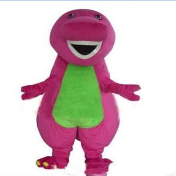 2017 Costumes de mascotte de dinosaure Barney de haute qualité Halloween Cartoon Taille adulte Fantaisie Dress278O