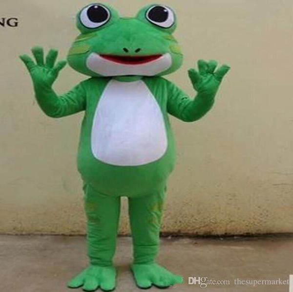 2017 Costume de mascotte de vêtements de grenouille de haute qualité Costume de mascotte de personnage adulte Kermit Costume de fête de vacances