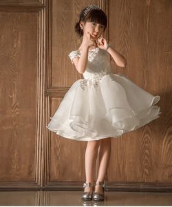 2017 Vacances Flower Girls Robe Vêtements de dentelle blanche avec appliques avancées Vêtements pour enfants pour filles vêtements vêtements pour enfants pour mariage