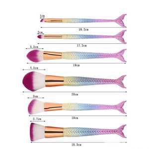 2017 ensembles de pinceaux de maquillage sirène chauds 3D pinceaux de maquillage professionnels colorés fond de teint fard à joues ensemble de pinceaux cosmétiques Kit outil 1 ensemble = 6 pièces