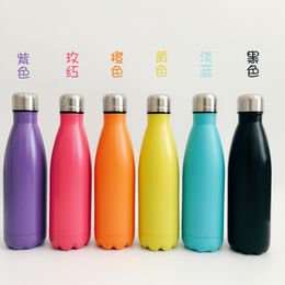 2017 hete verkoop 17oz gekleurde roestvrij staal Cola-vorm fles met deksel beker dubbele muur vacuüm geïsoleerde kop draagbare waterfles