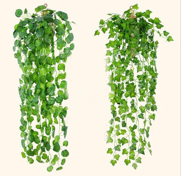 Gran oferta 2017, hojas de uva artificiales para colgar en la pared, plantas verdes, decoración del hogar, simulación de hiedra, piña verde de ratán G506