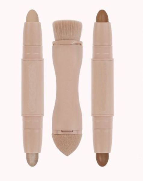 Venta al por mayor Beauty Contour Highlighter Sticks 2 en 1 Corrector en crema de doble punta Highlight Stick Makeup Set + Bronceado Puff Brush Supply Shiping gratis