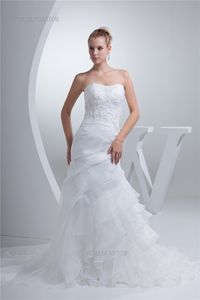 2017 Venta Caliente Cariño Organza Sirena Vestidos de Novia Apliques Con Cordones Barato Vintage Tallas Grandes Vestidos de Novia BM43