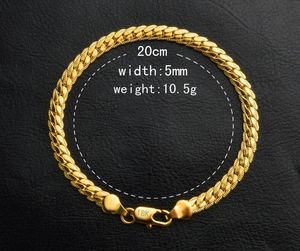 2017 Ventes chaudes hommes femme plaqué or 18K Bracelet en argent 925 5mm * 8 pouces Bracelet latéral 10pcs / lot