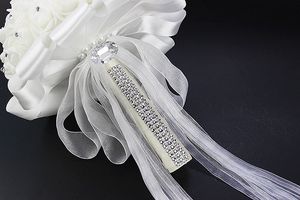 2017 Ventes Chaudes Rose Artificielle Fleurs De Mariée Bouquet De Mariée Bouquet De Mariage Cristal Ivoire Ruban De Soie Nouveau Buque De Noiva Pas Cher