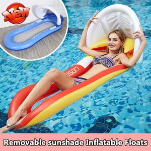 Flotadores inflables tubos protección del medio ambiente plegable trasero flotante fila sombrilla piscina agradable tumbona 1 Uds
