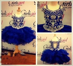 2017 Lovely Royal Blue Girl039S Pageant -jurken met kristal kralen knie lengte verjaardagsfeestjurken Ball Gown Princess Party9253985703