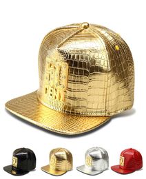 2017 Gorras de béisbol de lujo de 50 centavos de cuero de imitación oro Rhinestone Cockade cocodrilo Strapback sombreros Hip Hop DJ Rap sombreros hombres mujeres Gift7261465