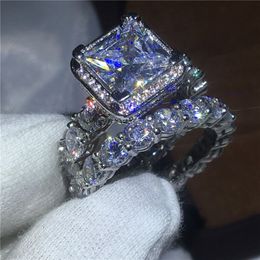2017 Luxe sieraden Vrouw 925 Sterling Silver Ring Set 5a Zircon Cz Stone Betrokkenheid Wedding Band Ringen voor Women Bridal 227Y